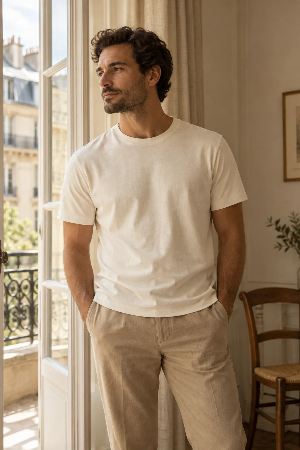 Relaxed menswear styled for a quiet afternoon