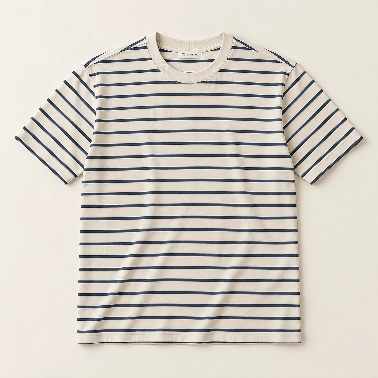Marée Stripe Tee — Cream / navy, front view