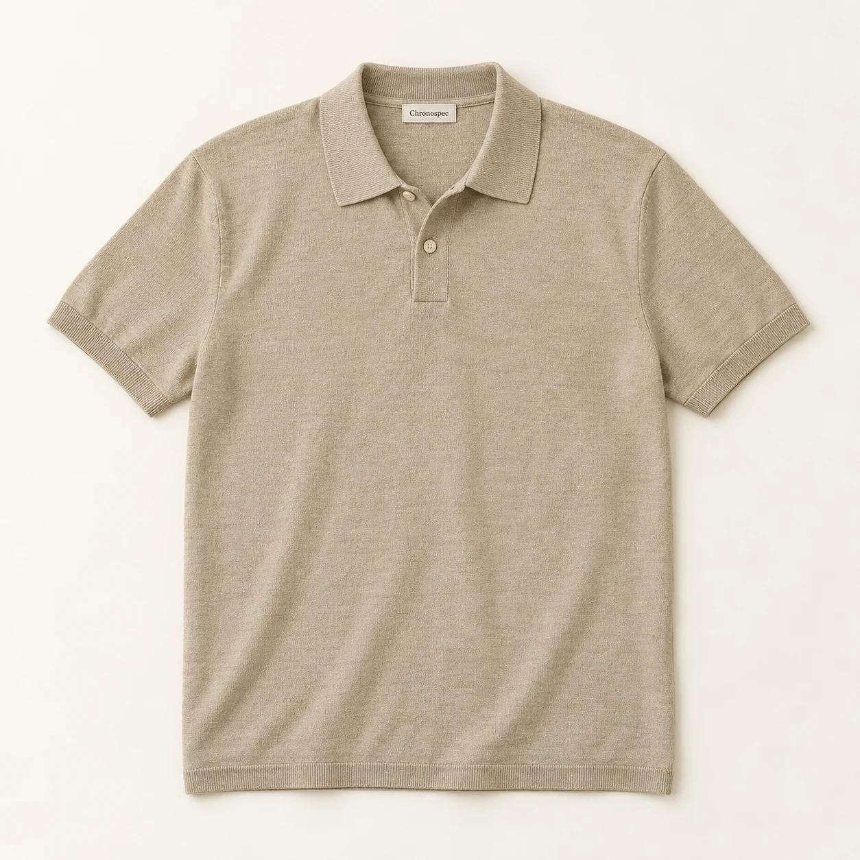 Maison Linen-Cotton Polo — Sand, front view