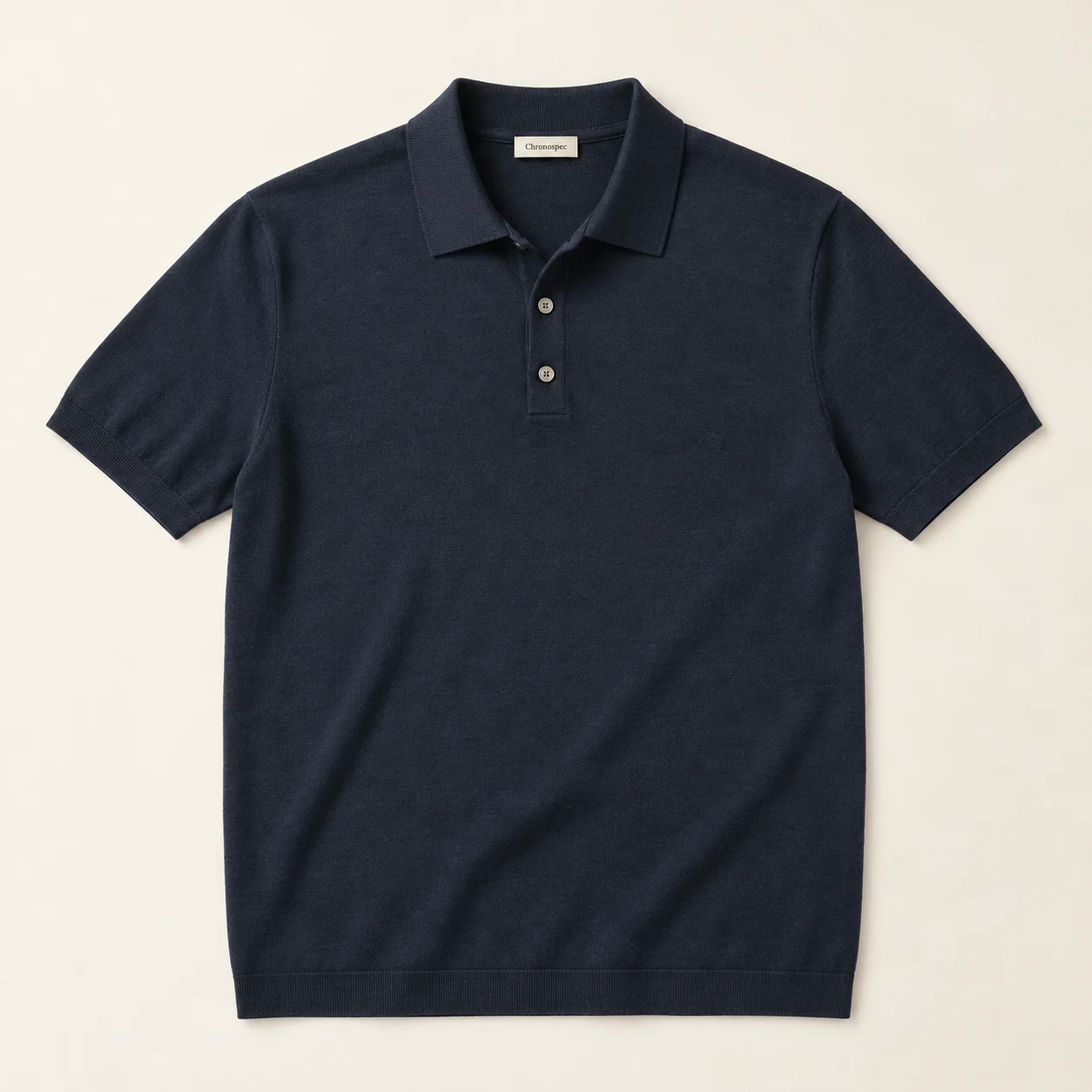 Soir Merino-Blend Polo — Midnight navy, front view